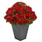 2.7ft. Red UV Resistant Geranium Artificial Plant in Slate Planter